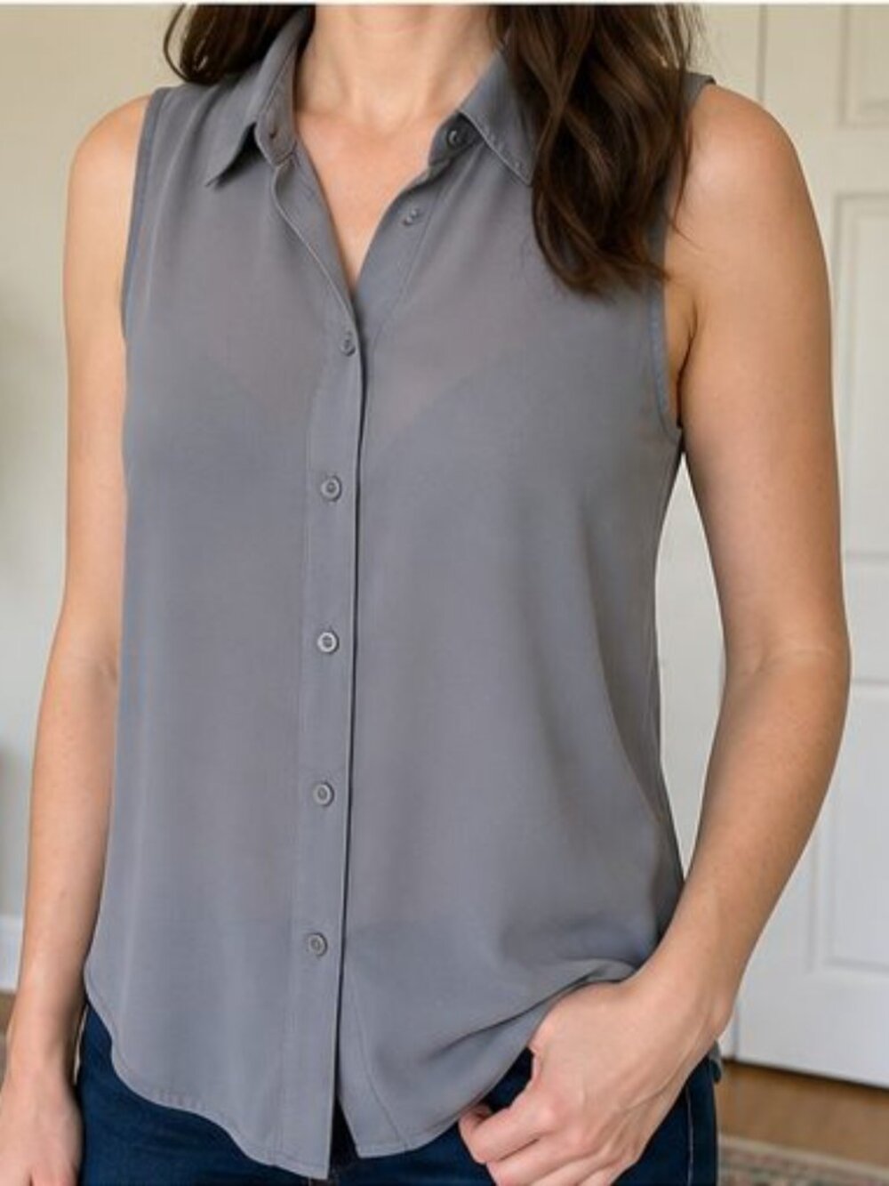 Gray Ruffle Blouse - Picture 2 of 6